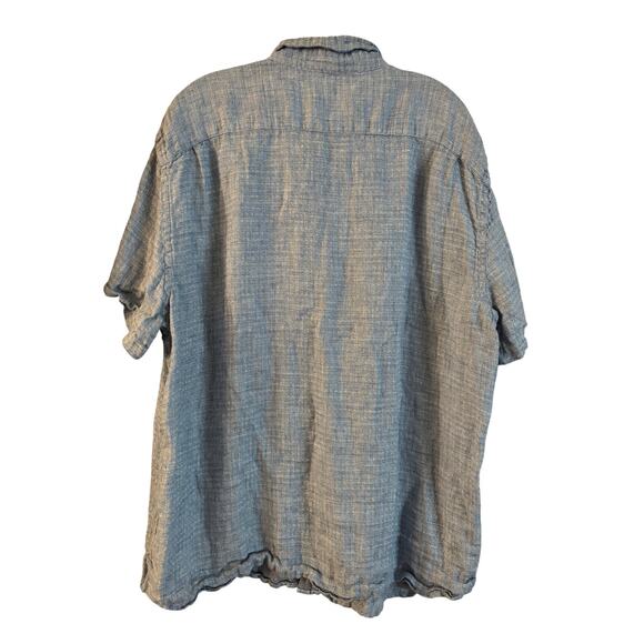 Faherty Men’s Palma 100% Linen Short Sleeve Button Up Shirt Blue Size XXL - Picture 2 of 7